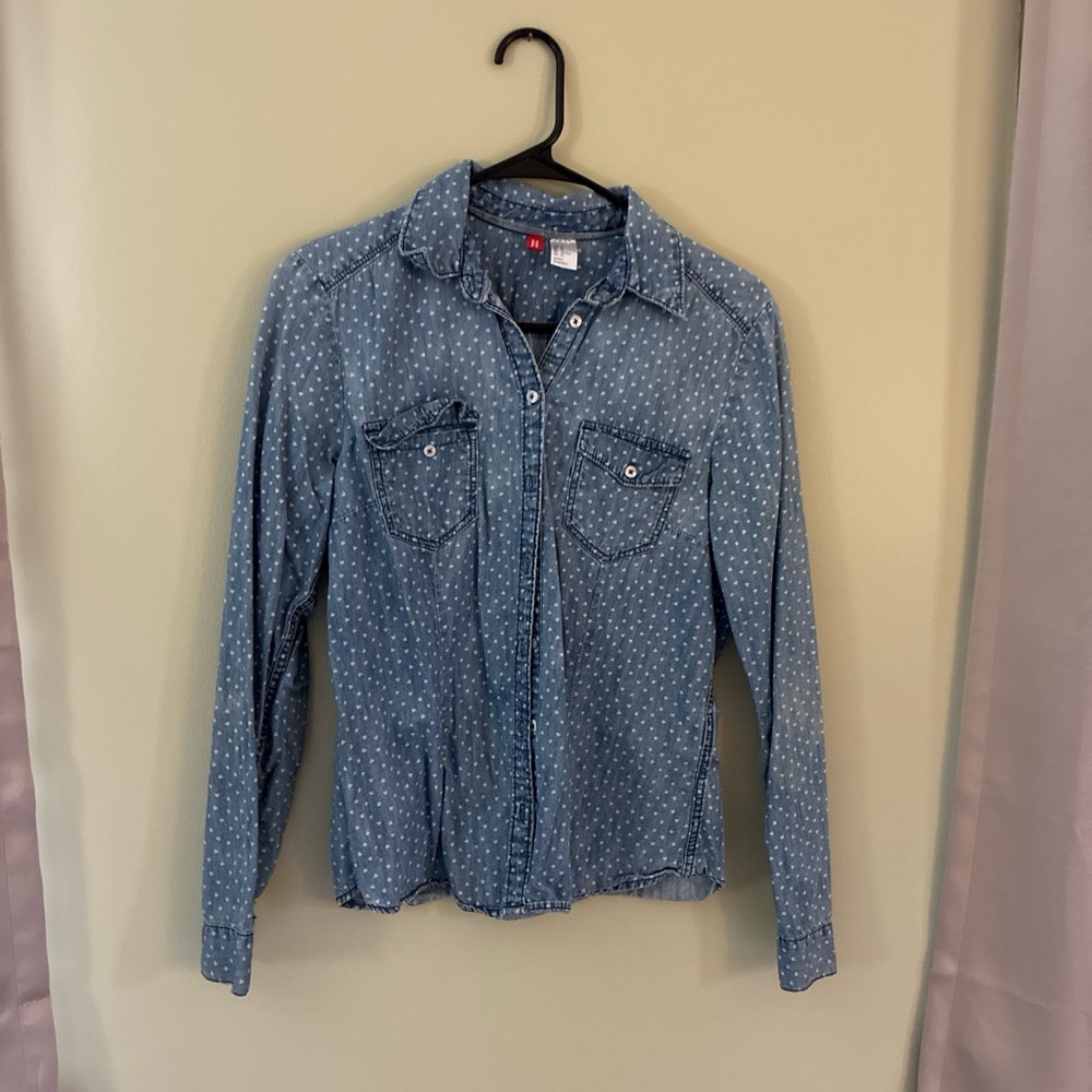 Light Wash  Denim Button-Up Shirt